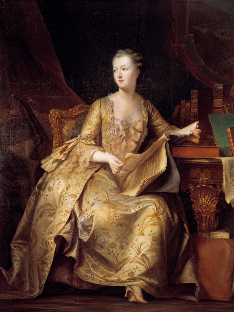 Portret van Jeanne Antoinette Poisson, Madame de Pompadour door Charles Auguste Steuben
