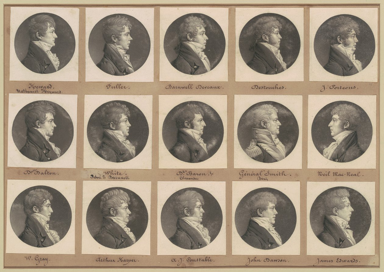 Saint-Mémin Collectie van Portretten, Groep 45 door Charles B. J. Févret de Saint Mémin