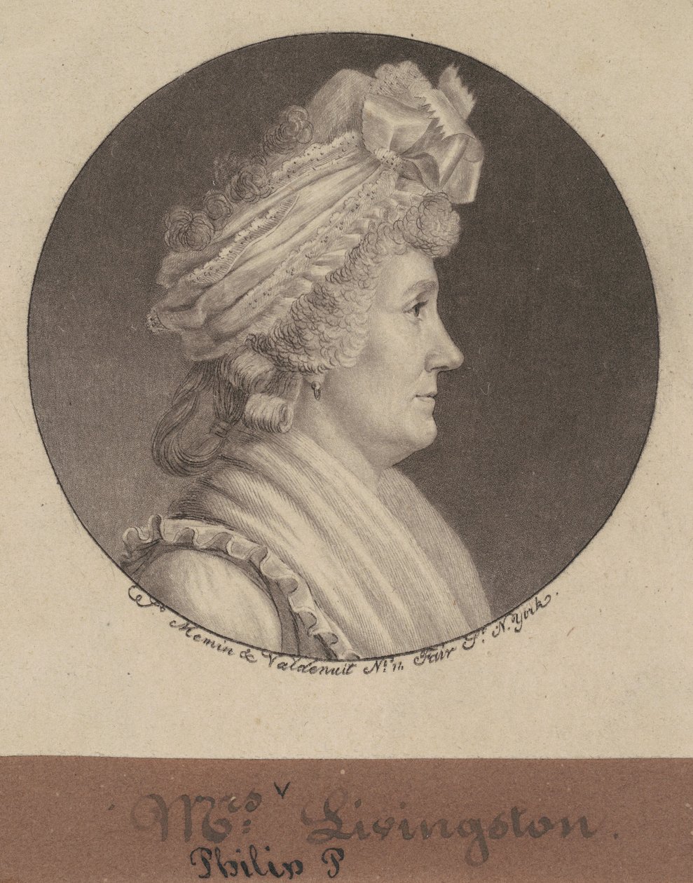 Sarah Johnson Livingston door Charles B. J. Févret de Saint Mémin