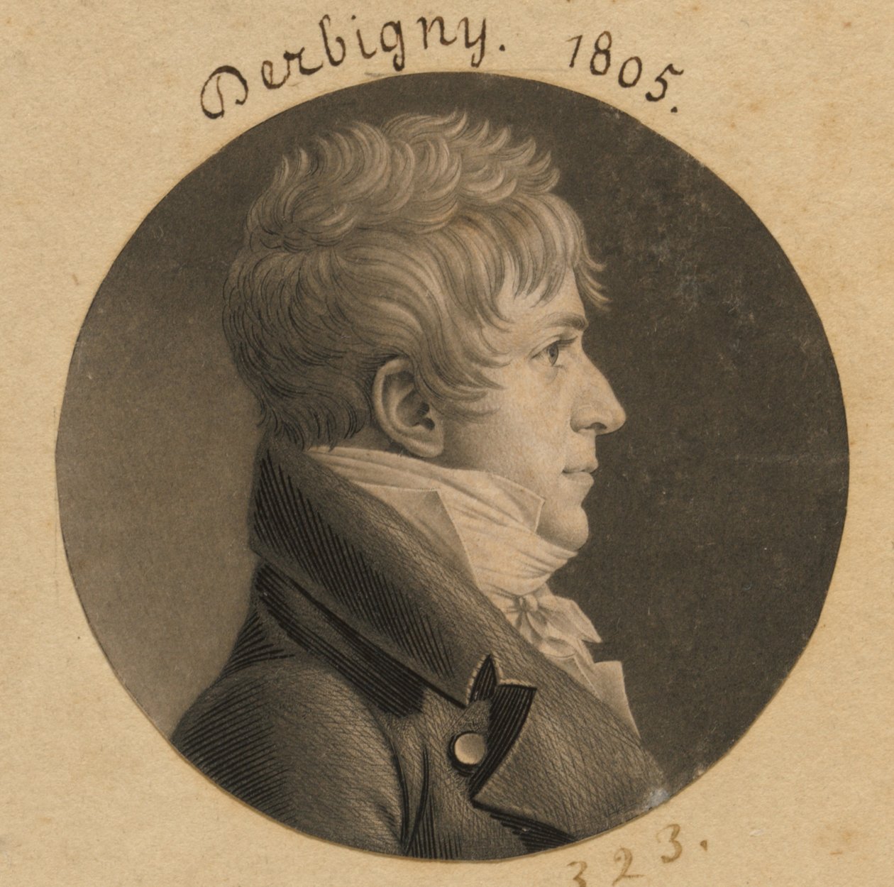 Pierre Auguste Charles Bourguignon Derbigny door Charles Balthazar Julien Févret de Saint-Mémin