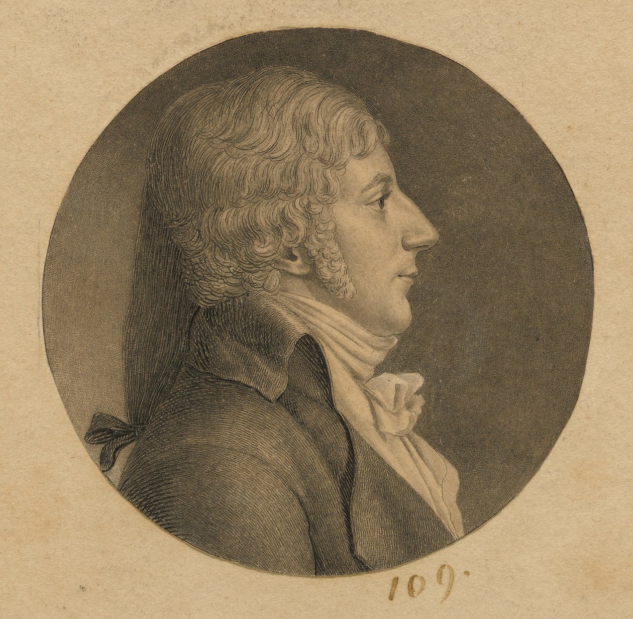 Niet-geïdentificeerde man door Charles Balthazar Julien Févret de Saint-Mémin