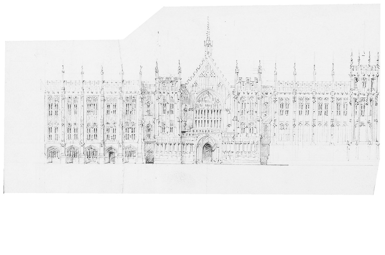 Tekening voor de Houses of Parliament, ca. 1836-40 door Charles Barry