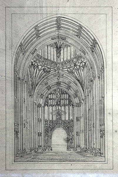 Ingang van het Hogerhuis, uit een map van Nieuwe Paleis van Westminster tekeningen door Charles Barry
