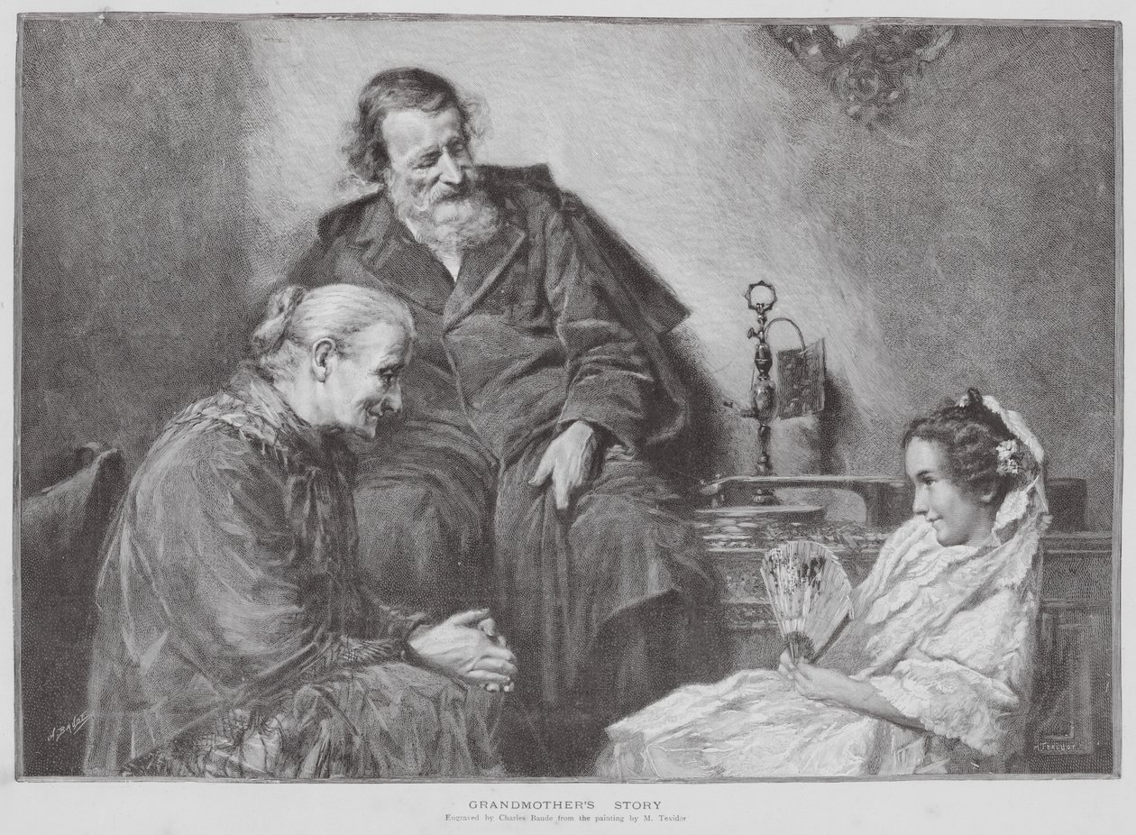 Grootmoeders verhaal (litho) door Charles Baude