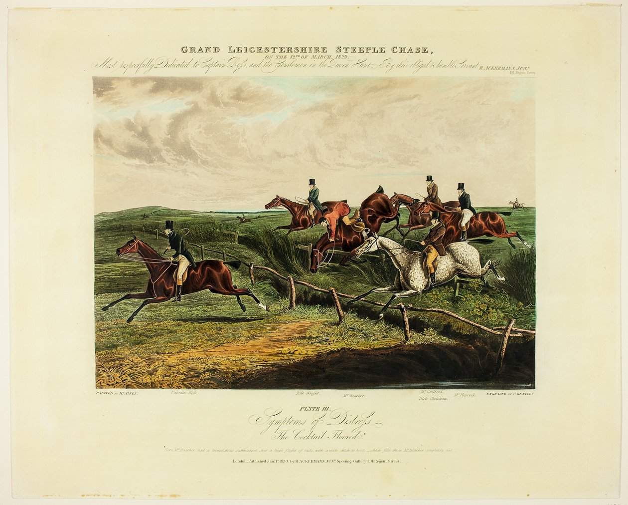 Symptomen van nood, van The Grand Steeplechase Over Leicestershire door Charles Bentley