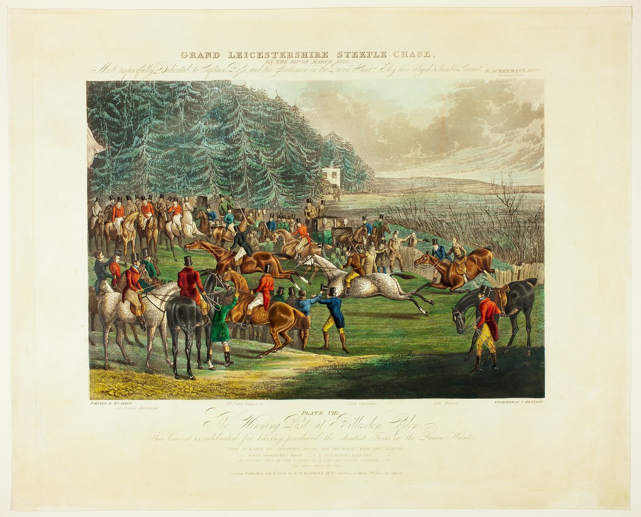 De winnende post, van de Grand Steeplechase over Leicestershire door Charles Bentley