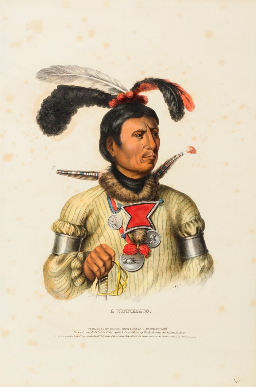 A WINNEBAGO, uit Geschiedenis van de indianenstammen van Noord-Amerika door Charles Bird King