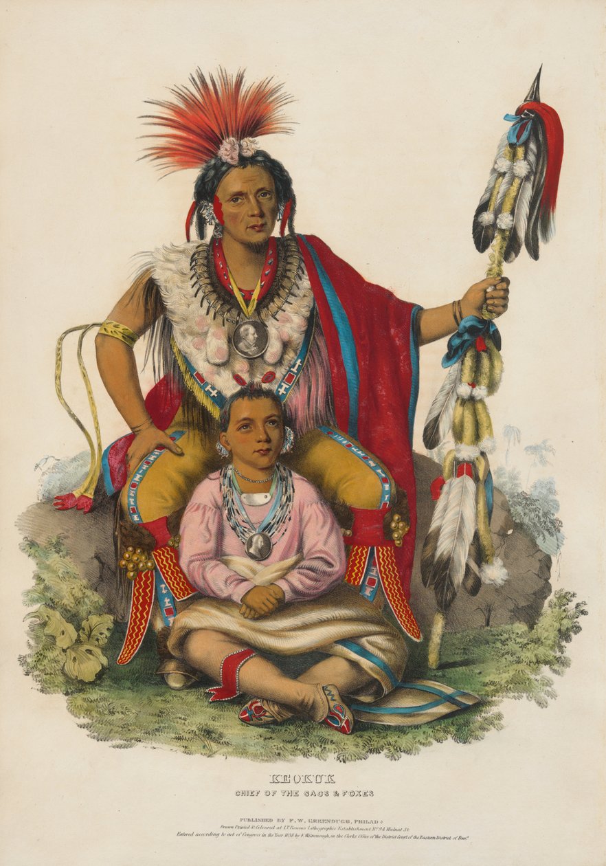 Keokuk – Hoofdman van de Sacs en Foxes door Charles Bird King