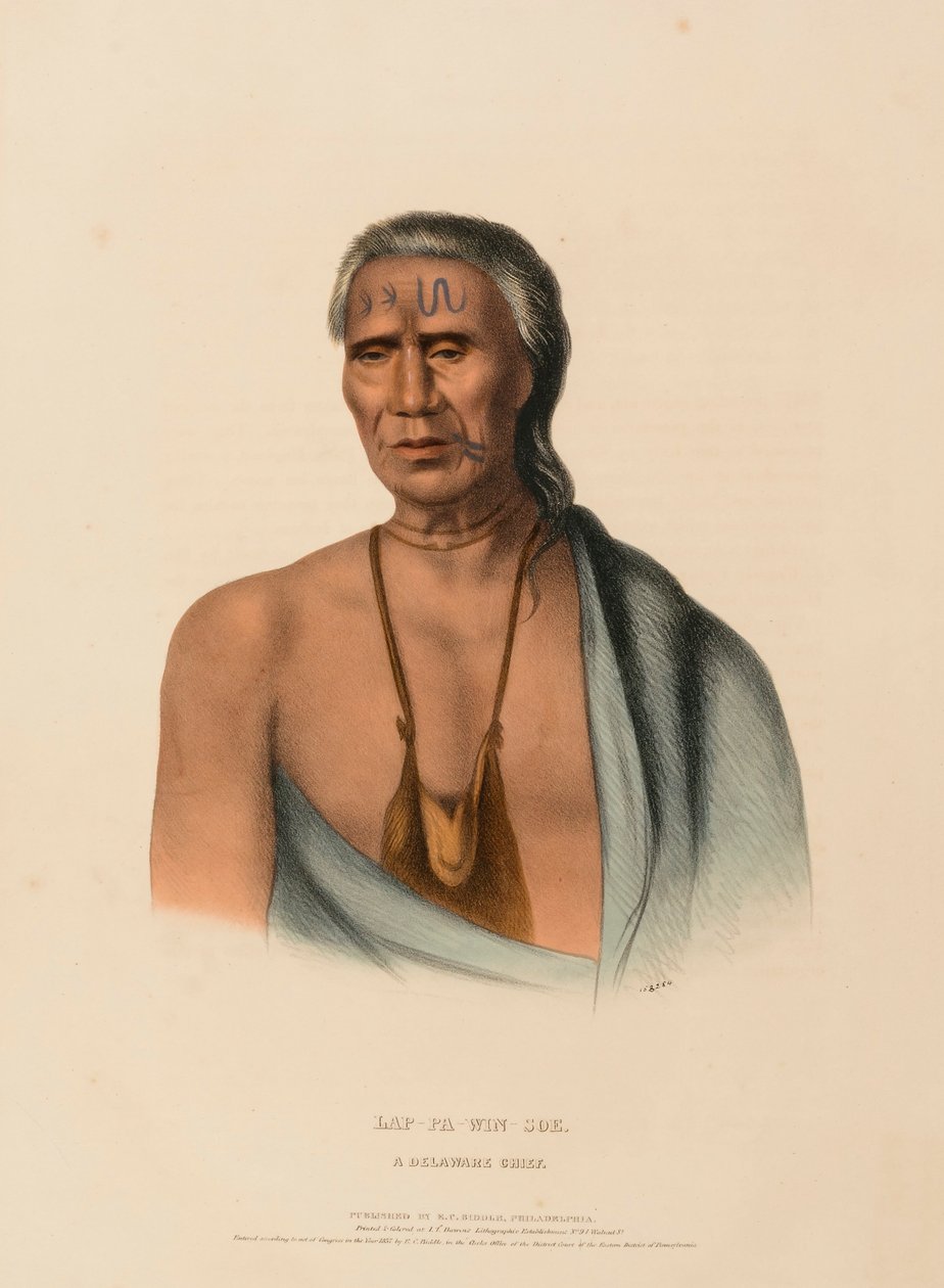 LAP-PA-WIN-SOE. A DELAWARE CHIEF, uit de Geschiedenis van de Indianenstammen van Noord-Amerika door Charles Bird King