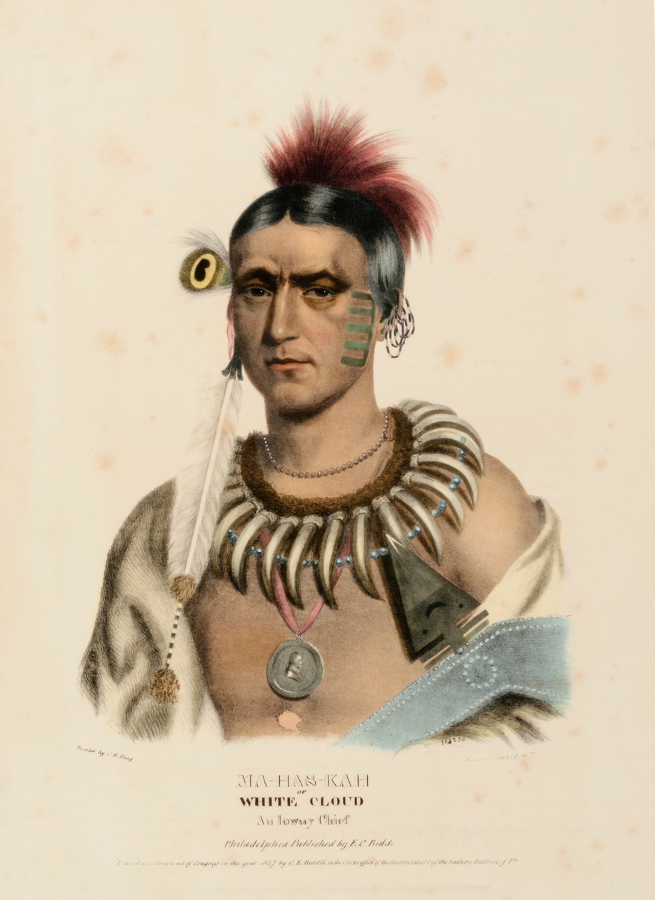 MA-HAS-KAH, uit Geschiedenis van de Indianenstammen van Noord-Amerika door Charles Bird King