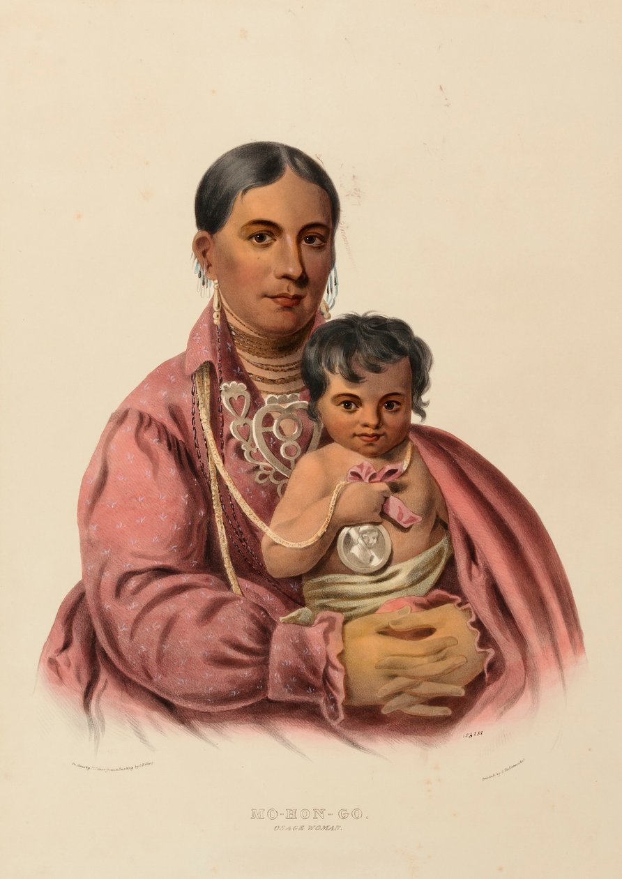 MO-HON-GO. OSAGE VROUW, uit Geschiedenis van de Indianenstammen van Noord-Amerika door Charles Bird King