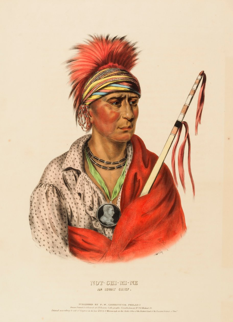 NOT-CHI-MI-NE. AN IOWAY CHIEF, uit History of the Indian Tribes of North America. door Charles Bird King