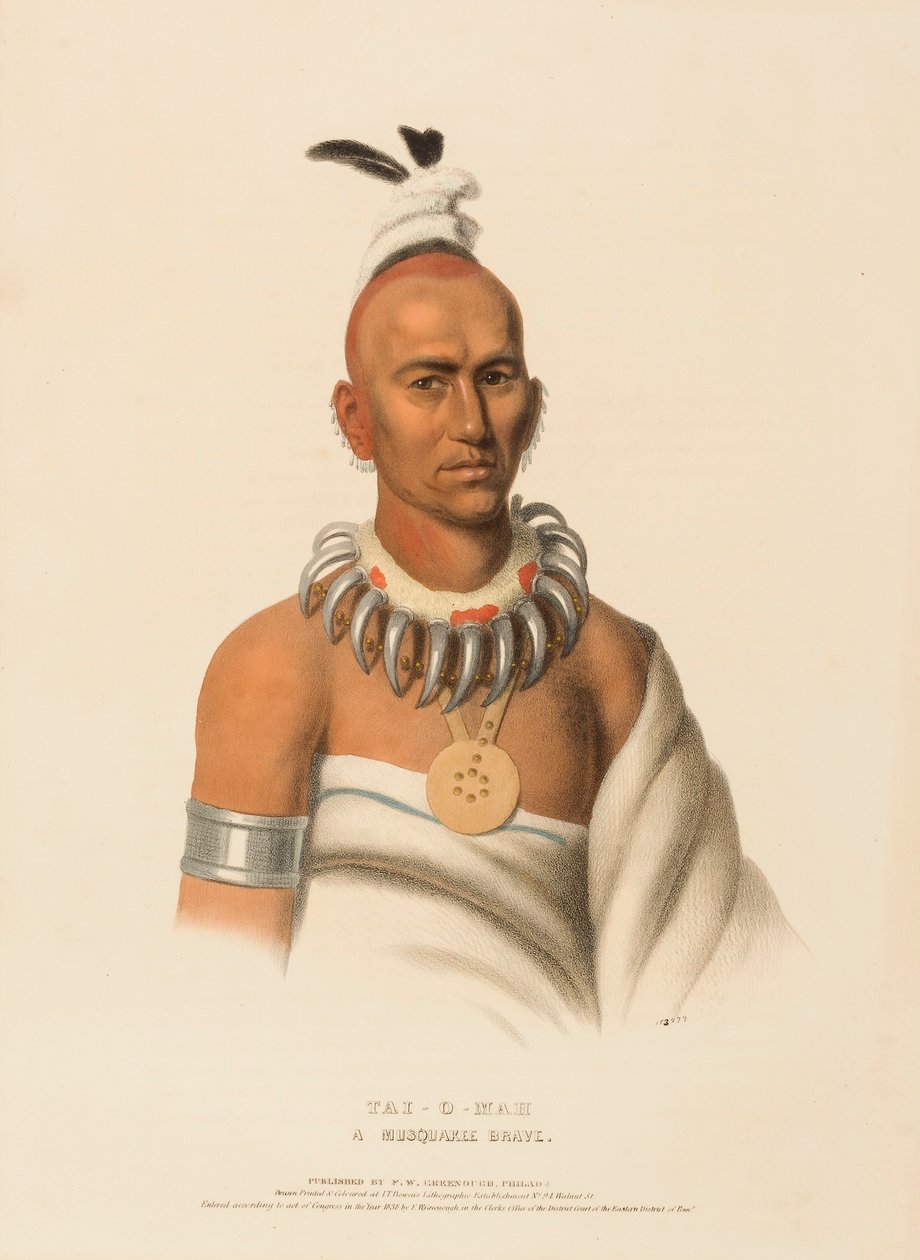 TAI-O-MAH. A MUSQUAKEE BRAVE, uit History of the Indian Tribes of North America. door Charles Bird King