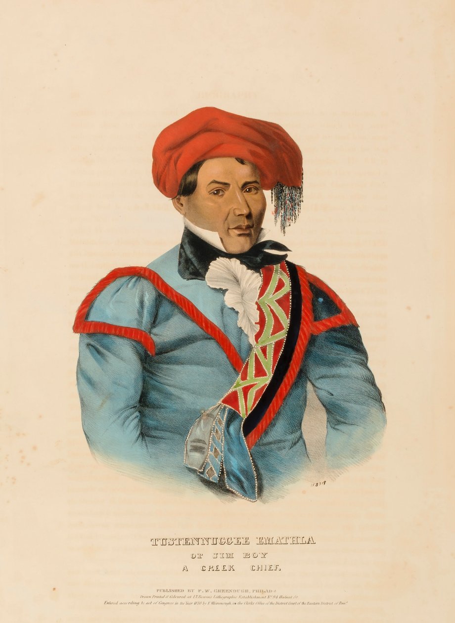 TUSTENNUGGEE EMATHLA, uit Geschiedenis van de Indianenstammen van Noord-Amerika door Charles Bird King