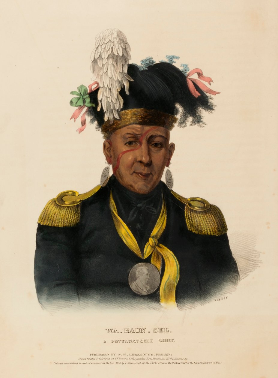 WA-BAUN-SEE, A POTTAWATOMIE CHIEF, uit History of the Indian Tribes of North America. door Charles Bird King
