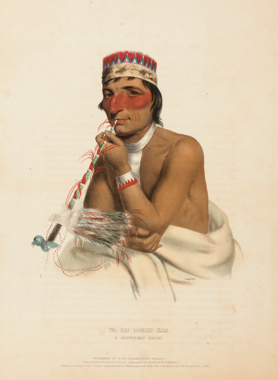 WA-EM-BOESH-KAA. Een CHIPPEWAY CHIEF, uit de Geschiedenis van de Indianenstammen van Noord-Amerika door Charles Bird King