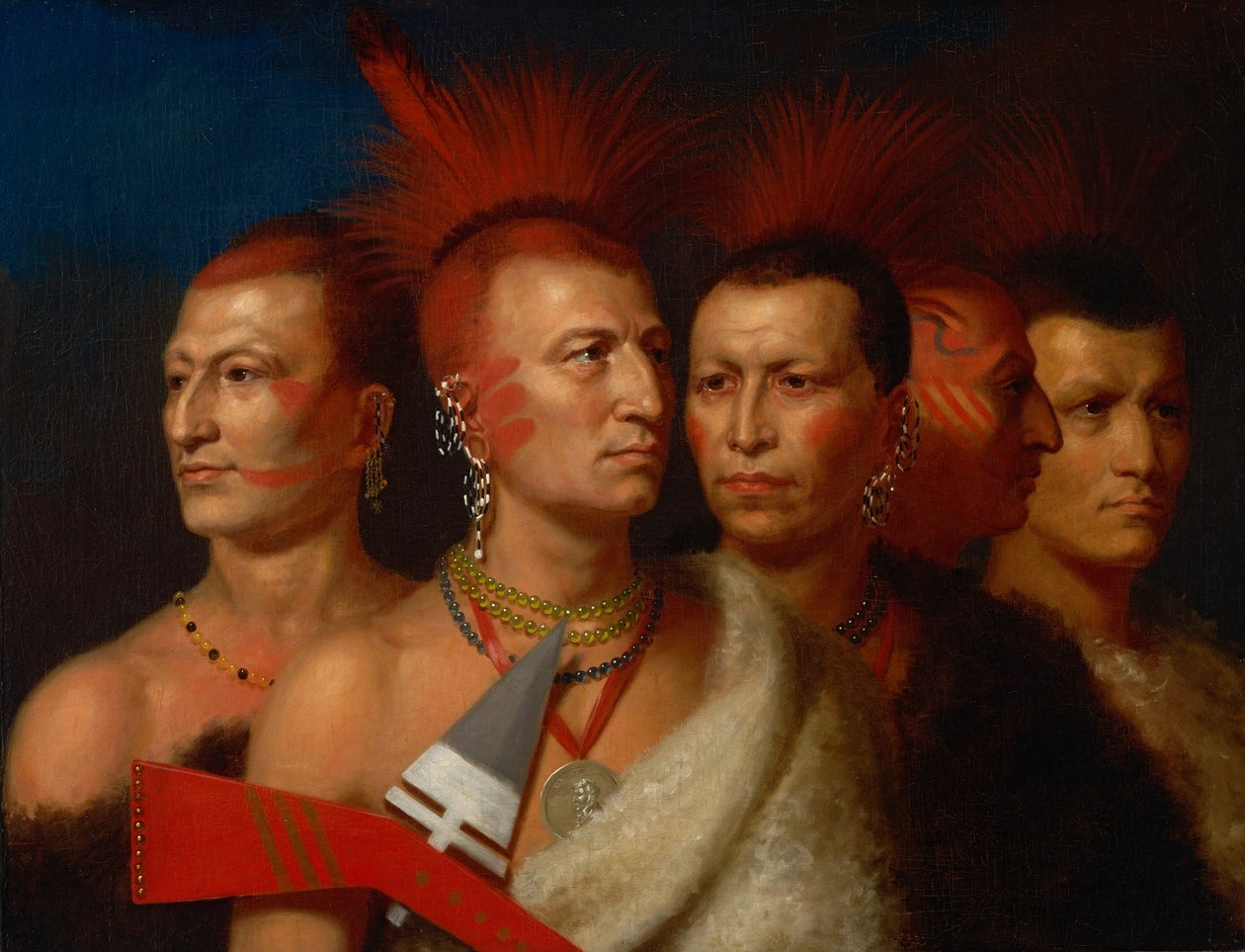 Young Omahaw, War Eagle, Little Missouri en Pawnees door Charles Bird King