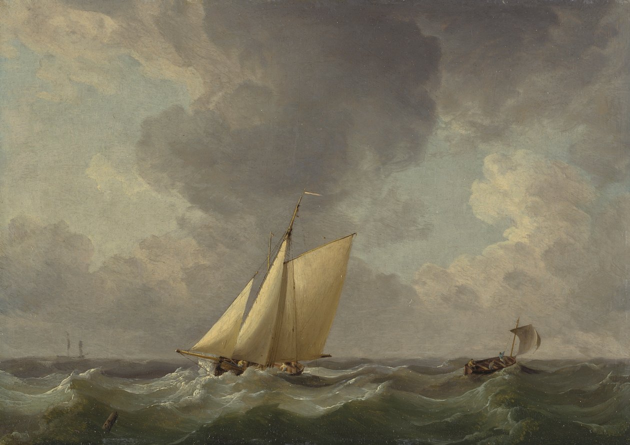 Een cutter in een sterke bries door Charles Brooking