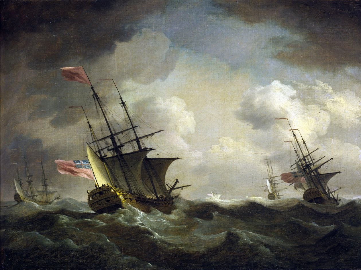Brits squadron gevangen in de wind door Charles Brooking