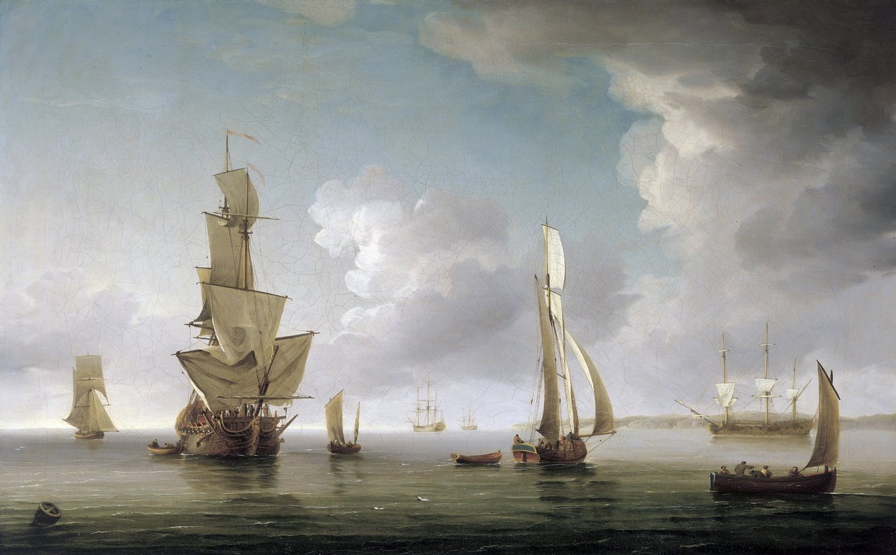 Navigatie in de monding van de Theems, Engeland, grote verscheidenheid aan boten en beschrijving van de Engelse kust door Charles Brooking