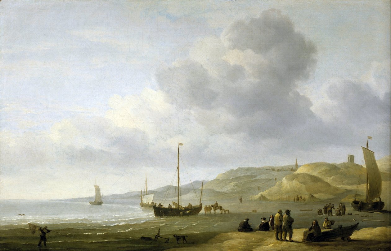Scène aan de kust bij Scheveningen, Nederland door Charles Brooking