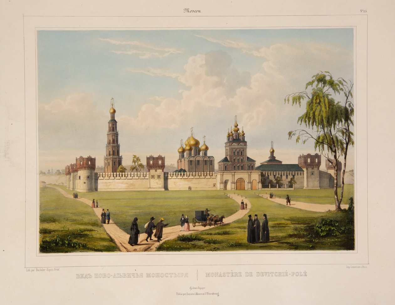 Uitzicht op het Novodevitsji-klooster in Moskou, 1840s door Charles Claude Bachelier