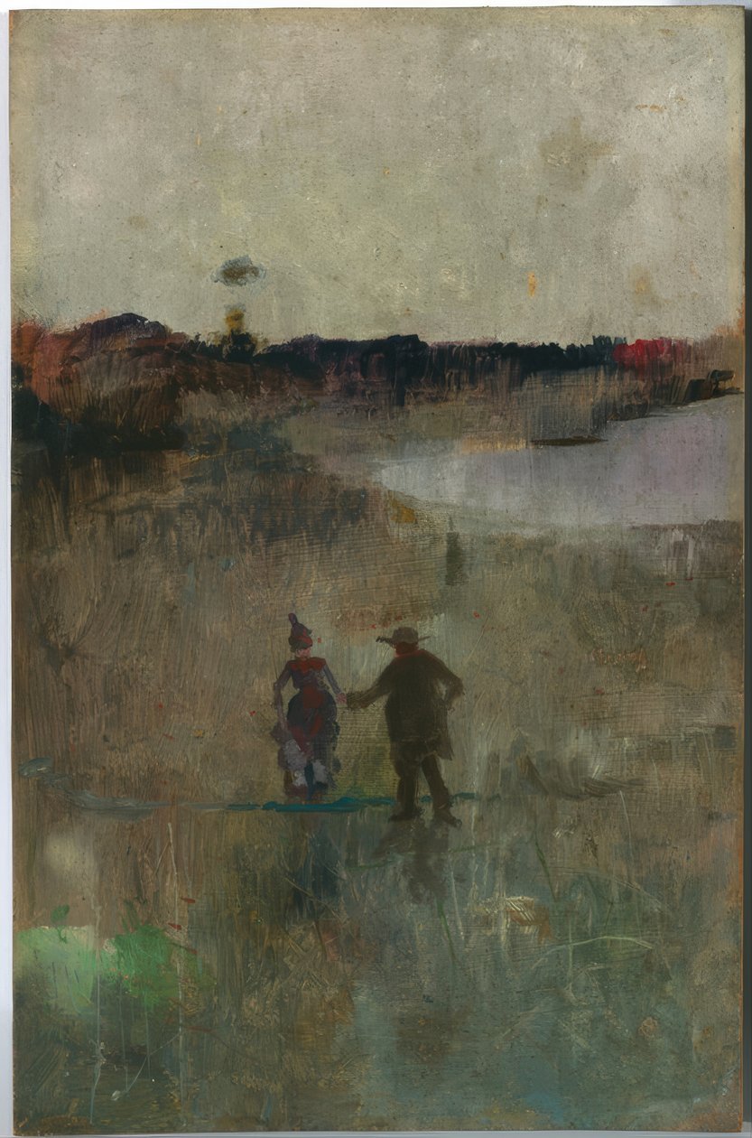 Landschap met twee kleine figuren, Richmond, NSW door Charles Edward Conder
