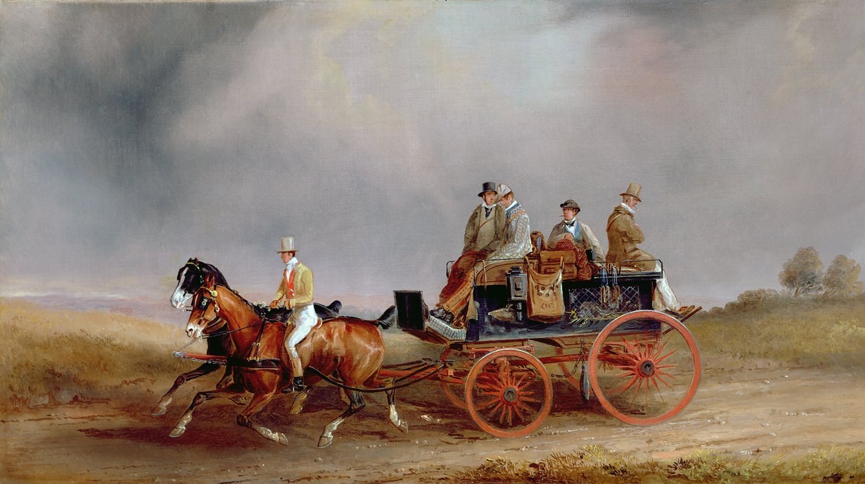 Jagen; een Postiljon en Paar met een Wildkar door Charles Cooper Henderson