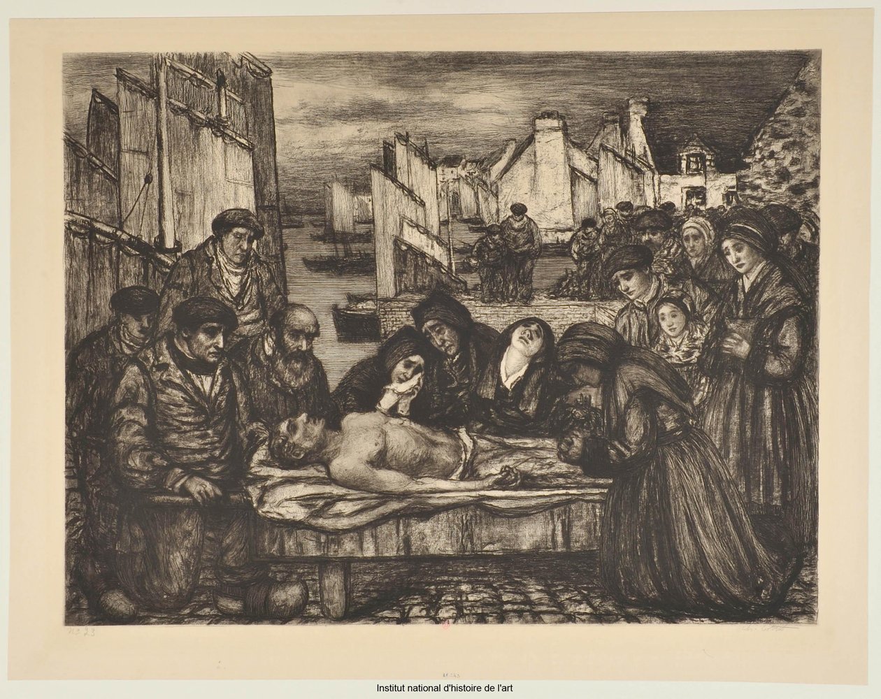 Verdriet in het land van de zee of De slachtoffers van de zee (proefdruk b) door Charles Cottet