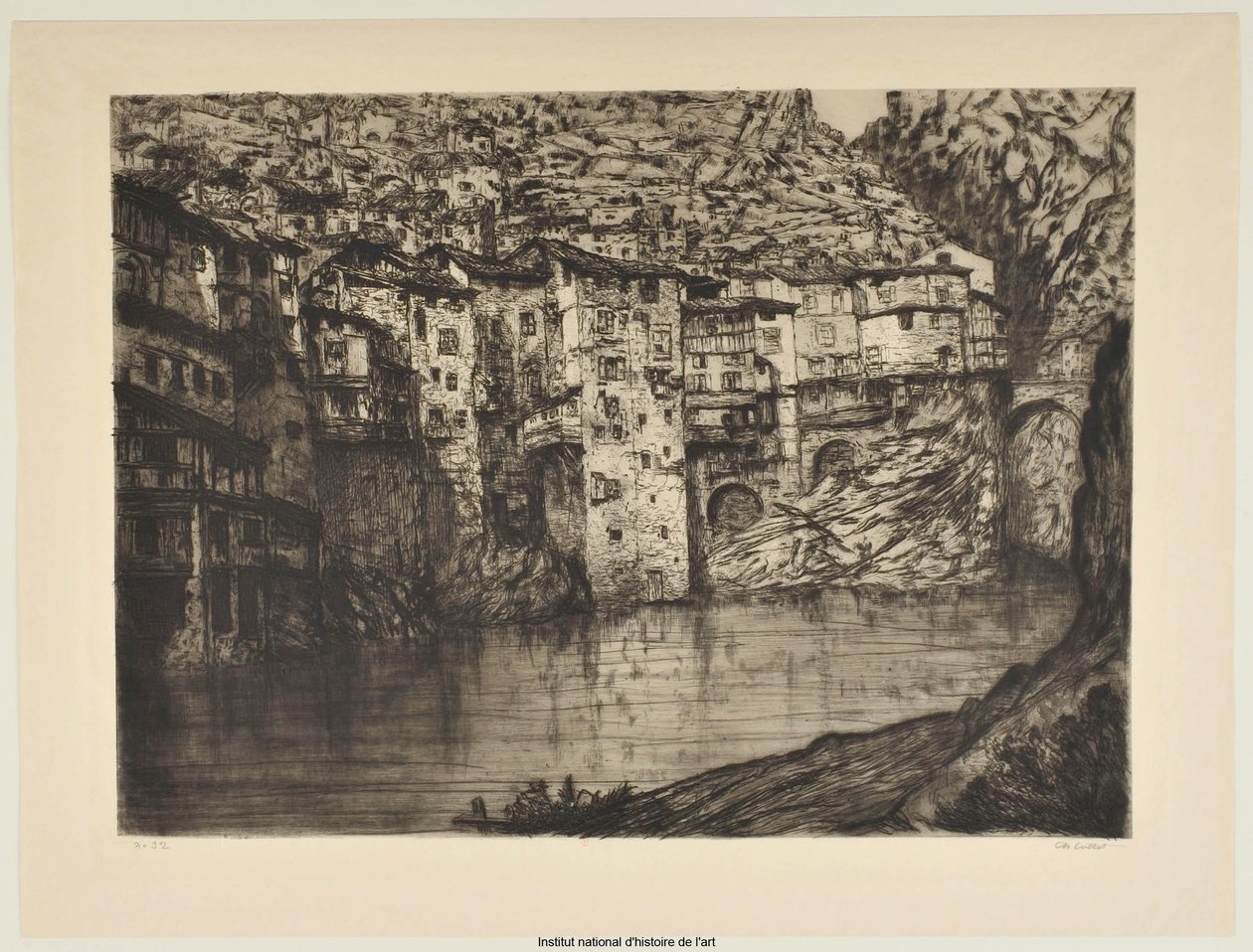 Pont-en-Royans (groot bord) (opgave a) door Charles Cottet