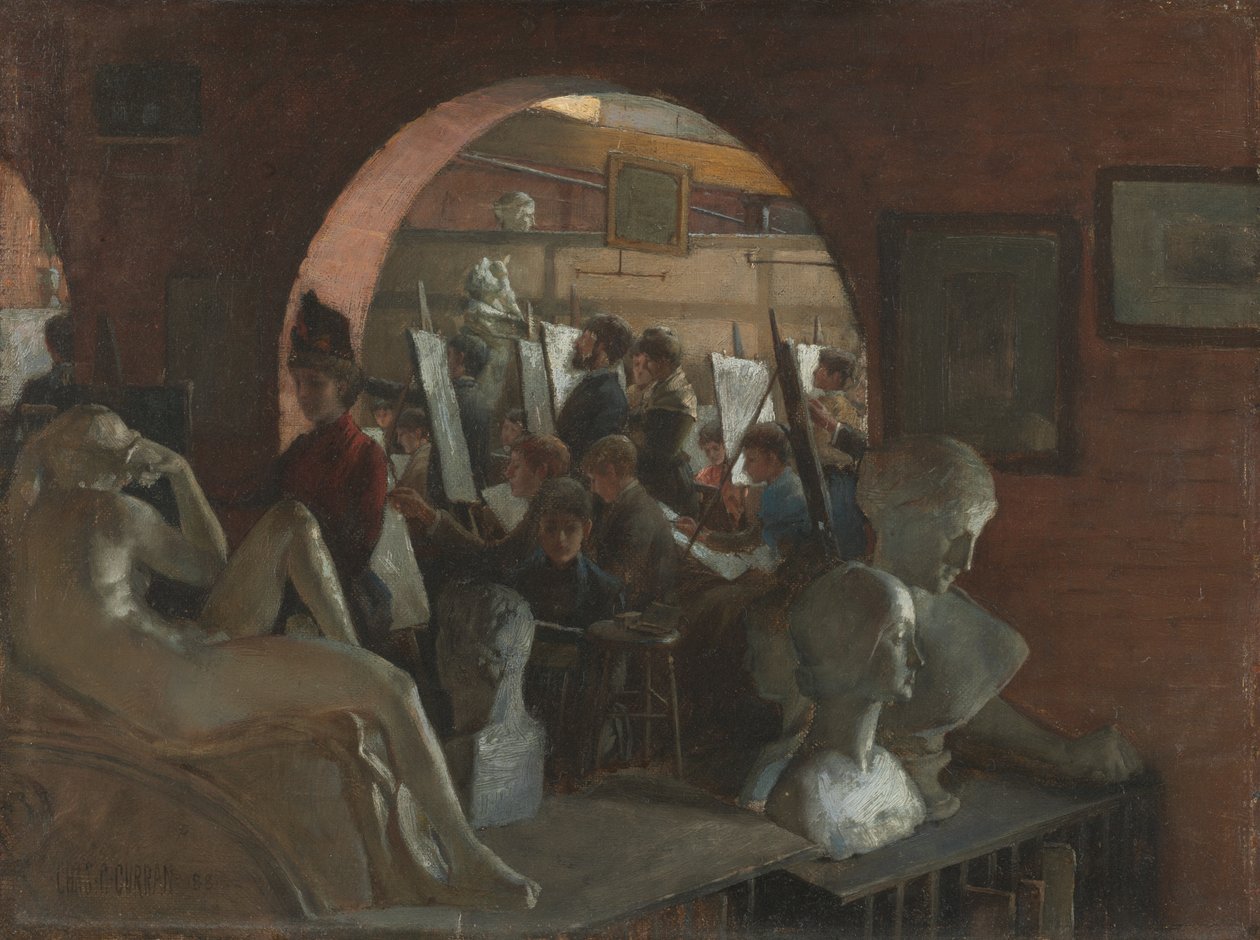 Een alkoof in de kunstacademie door Charles Courtney Curran