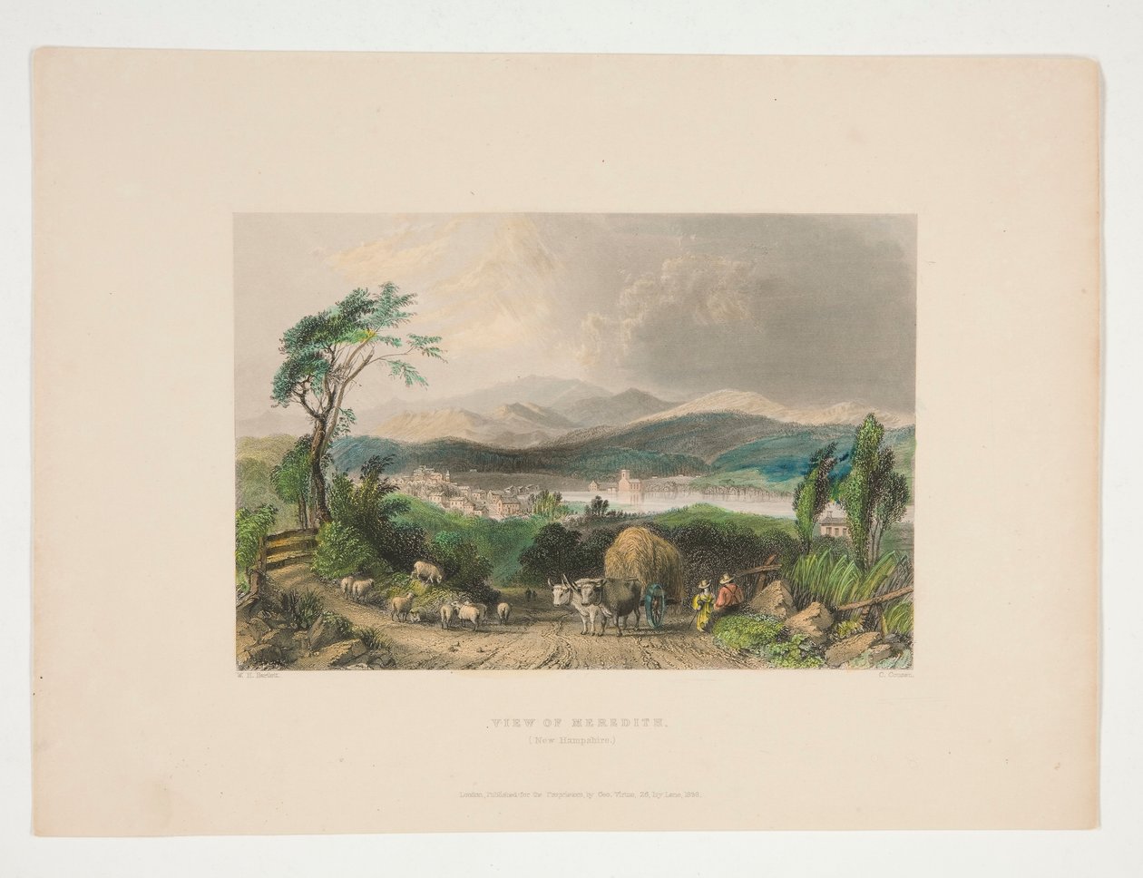 Uitzicht op Meredith, New Hampshire, illustratie voor Nathaniel Parker Willis door Charles Cousen