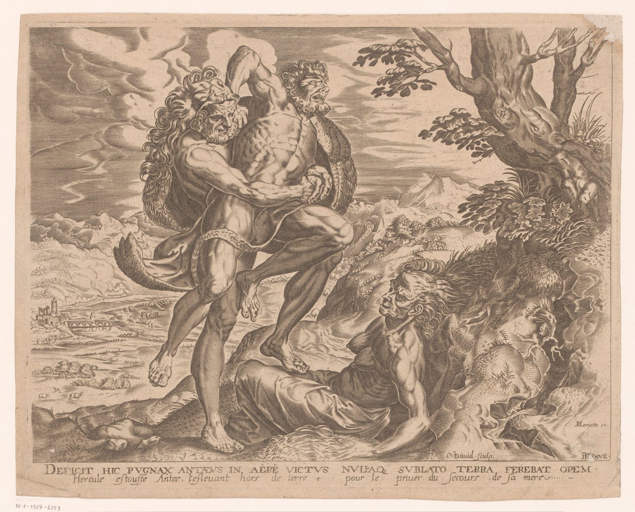 Hercules worstelt met Antaeus door Charles David