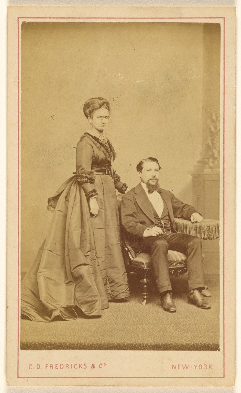 [Ongeïdentificeerd paar: vrouw staand, man met Vandyke baard zittend]. door Charles DeForest Fredricks