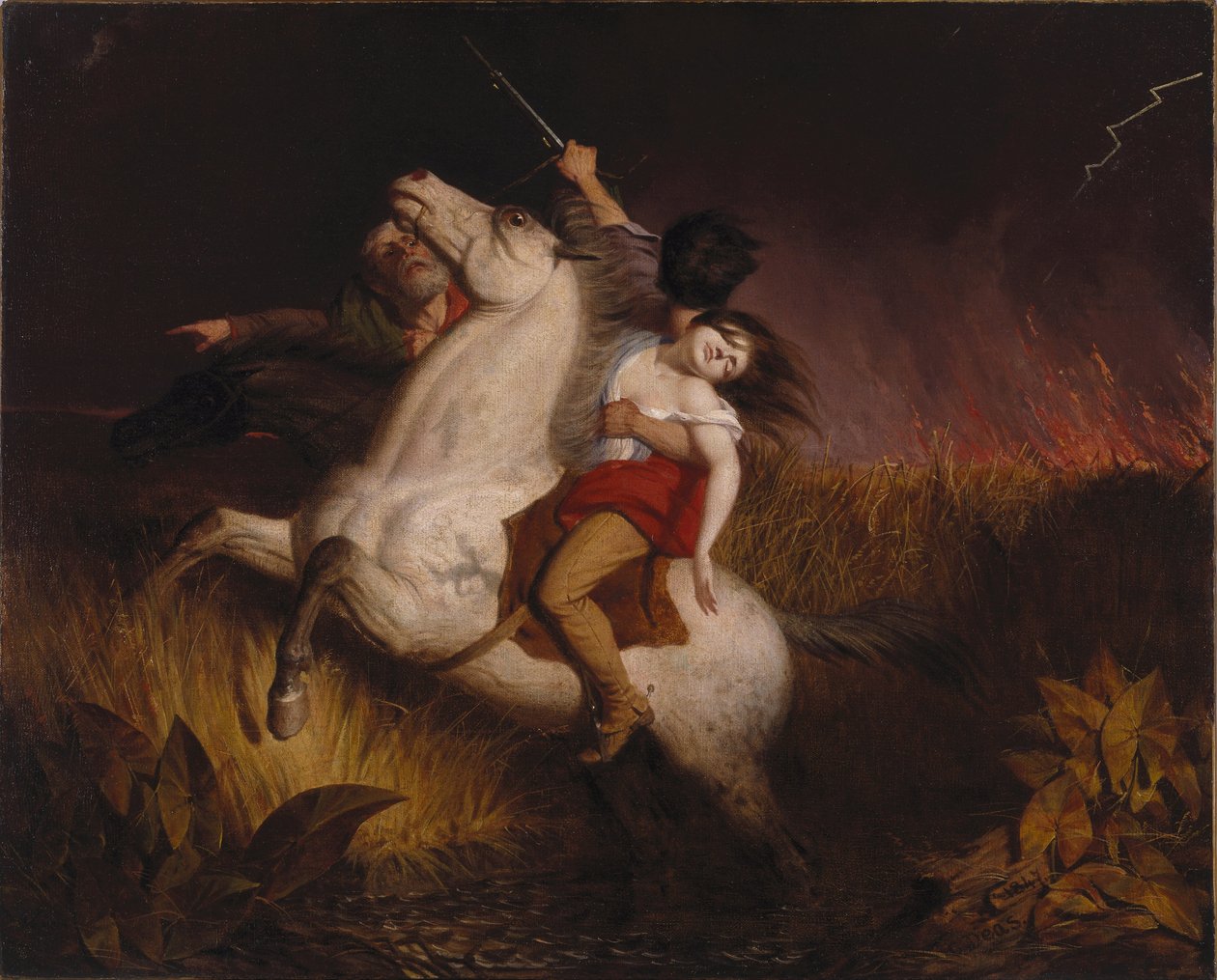 Brandende prairie door Charles Deas