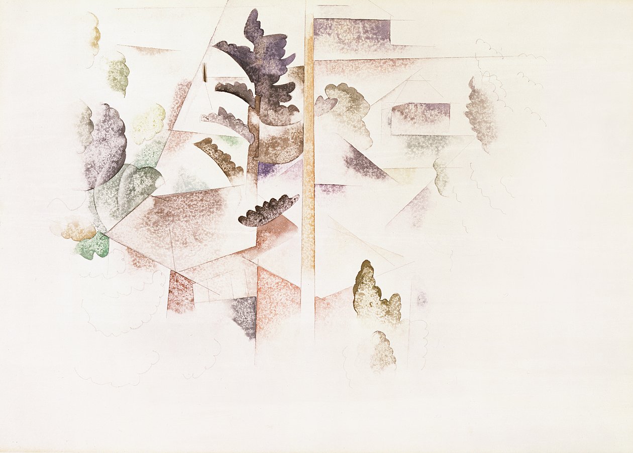 Bermuda, Bomen en Architectuur, c.1917 door Charles Demuth