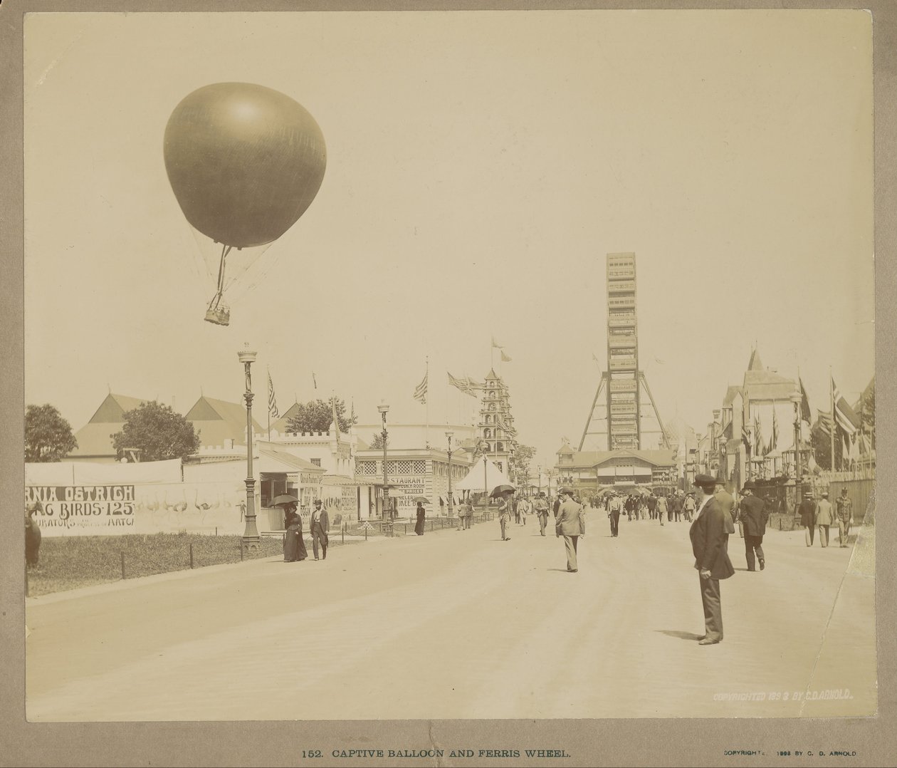 Gevangen ballon en reuzenrad, Wereldtentoonstelling, Chicago door Charles Dudley Arnold
