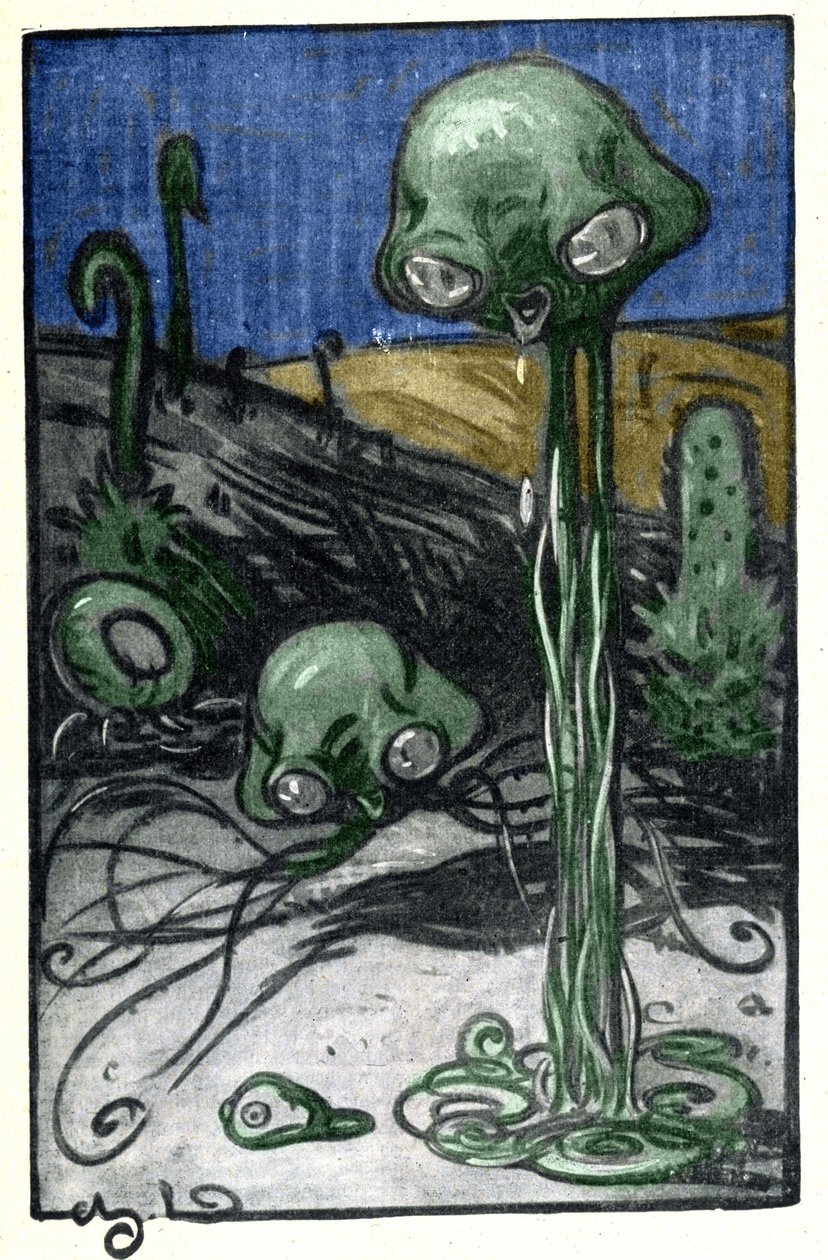 Illustratie door M. Dudouyt voor de roman van H. G. Wells (1866-1946) 
