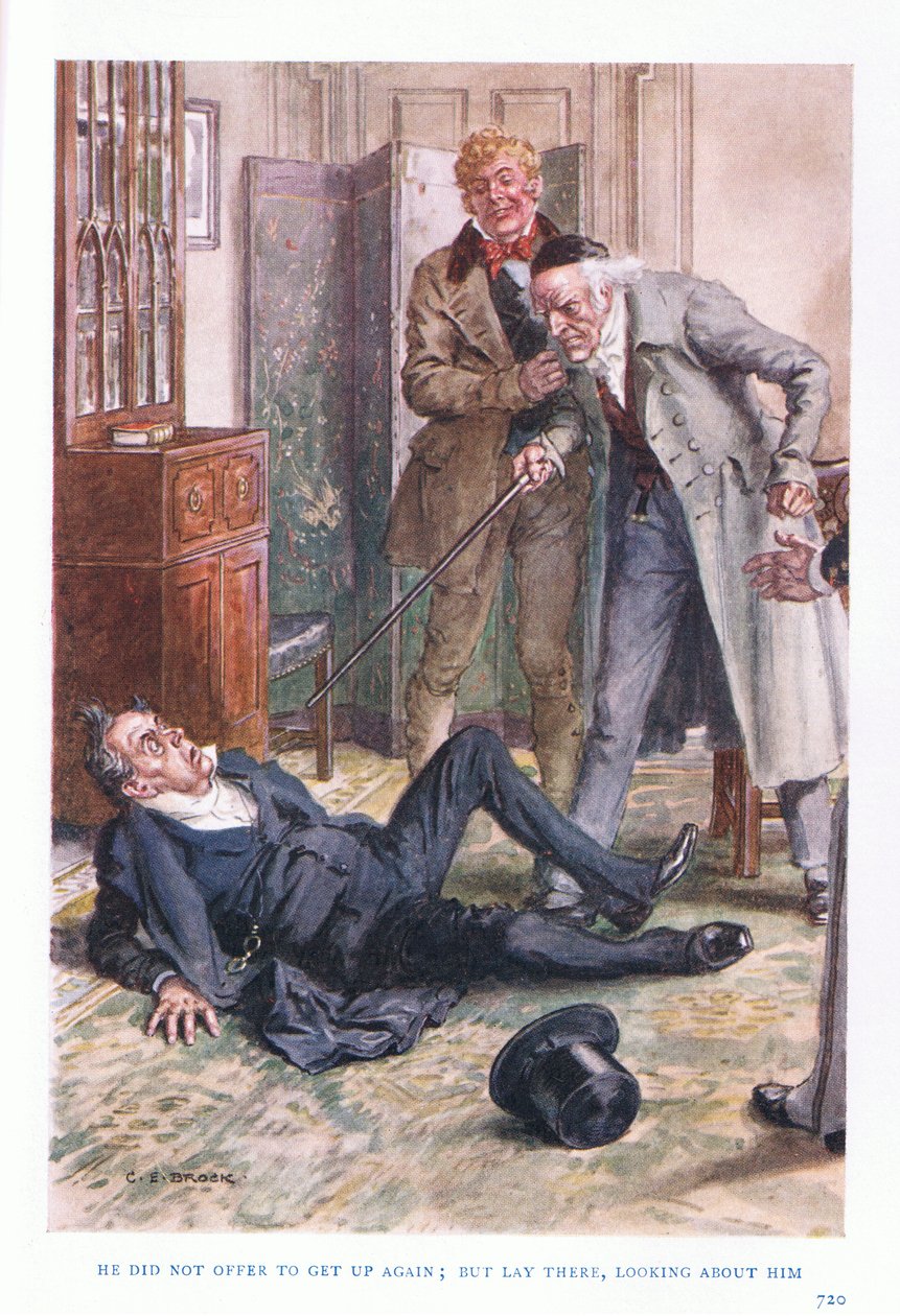 Hij deed geen poging om weer op te staan: maar bleef daar liggen, om zich heen kijkend door Charles Edmund Brock
