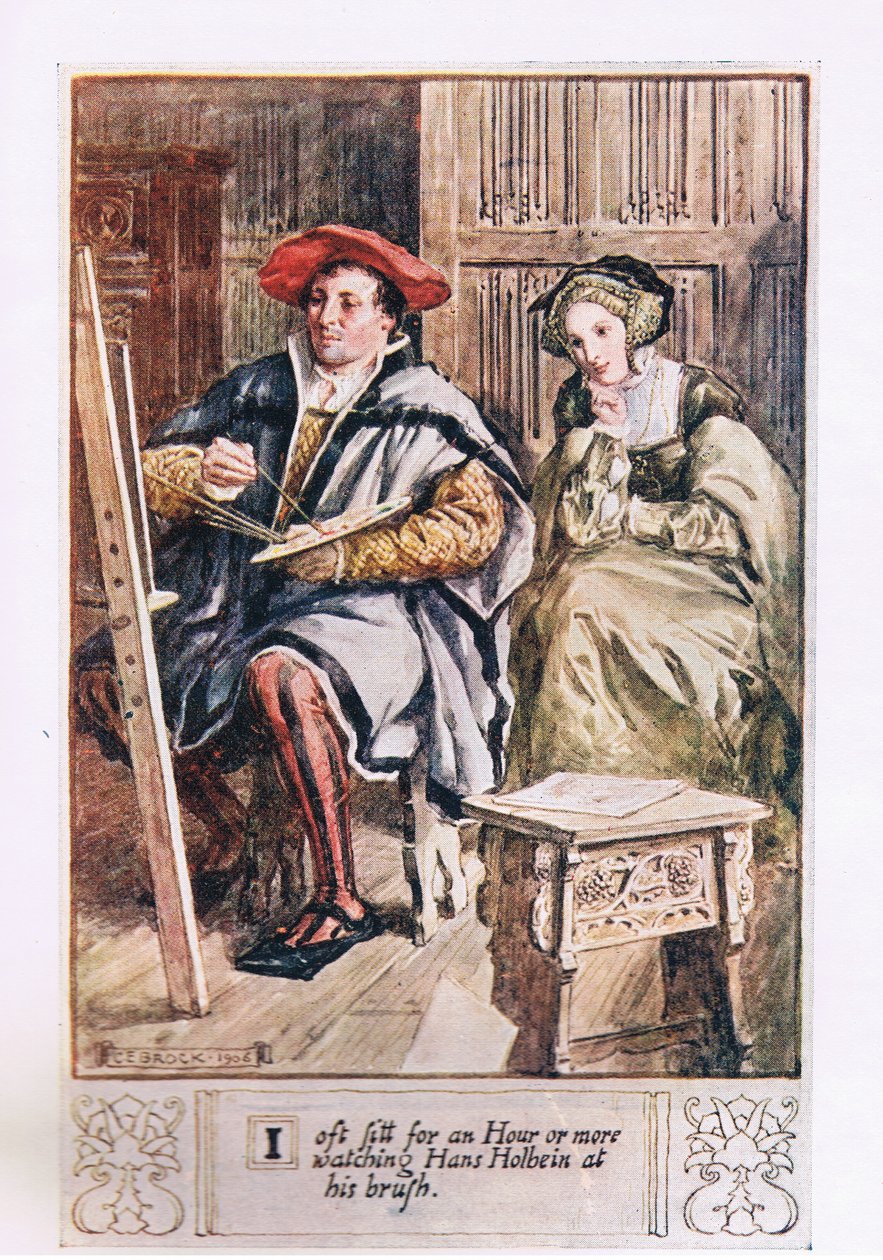 Ik zit vaak een uur of langer te kijken naar Hans Holbein aan zijn penseel door Charles Edmund Brock