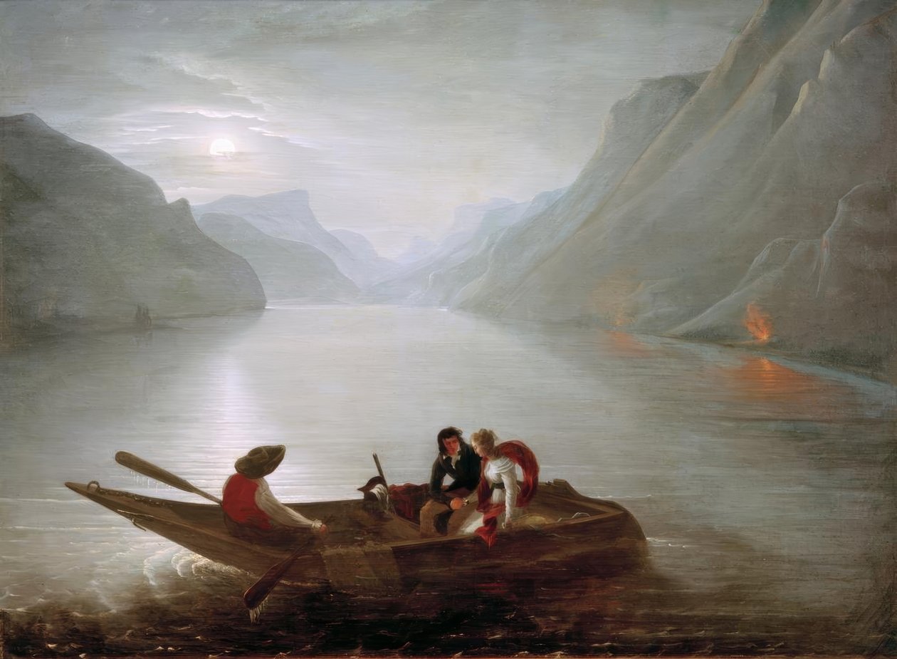 Julie en Saint-Preux op het Meer van Genève door Charles Edouard Crespy Le Prince