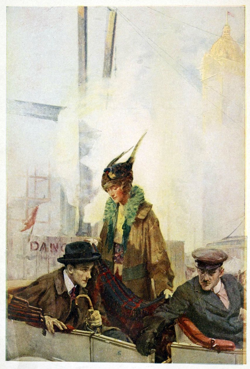De Thuiskomst van Bibbs, uit The Turmoil, pub. 1915 (kleur litho) door Charles Edward Chambers