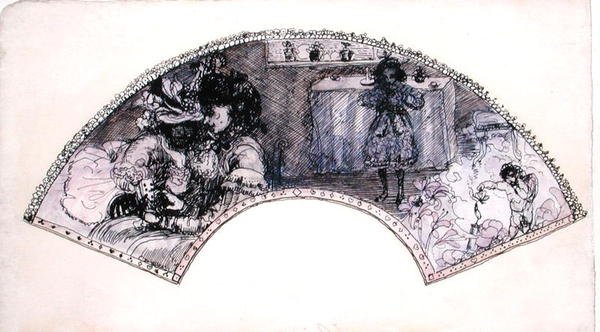 Waaiervormig ontwerp (Le Boudoir) door Charles Edward Conder