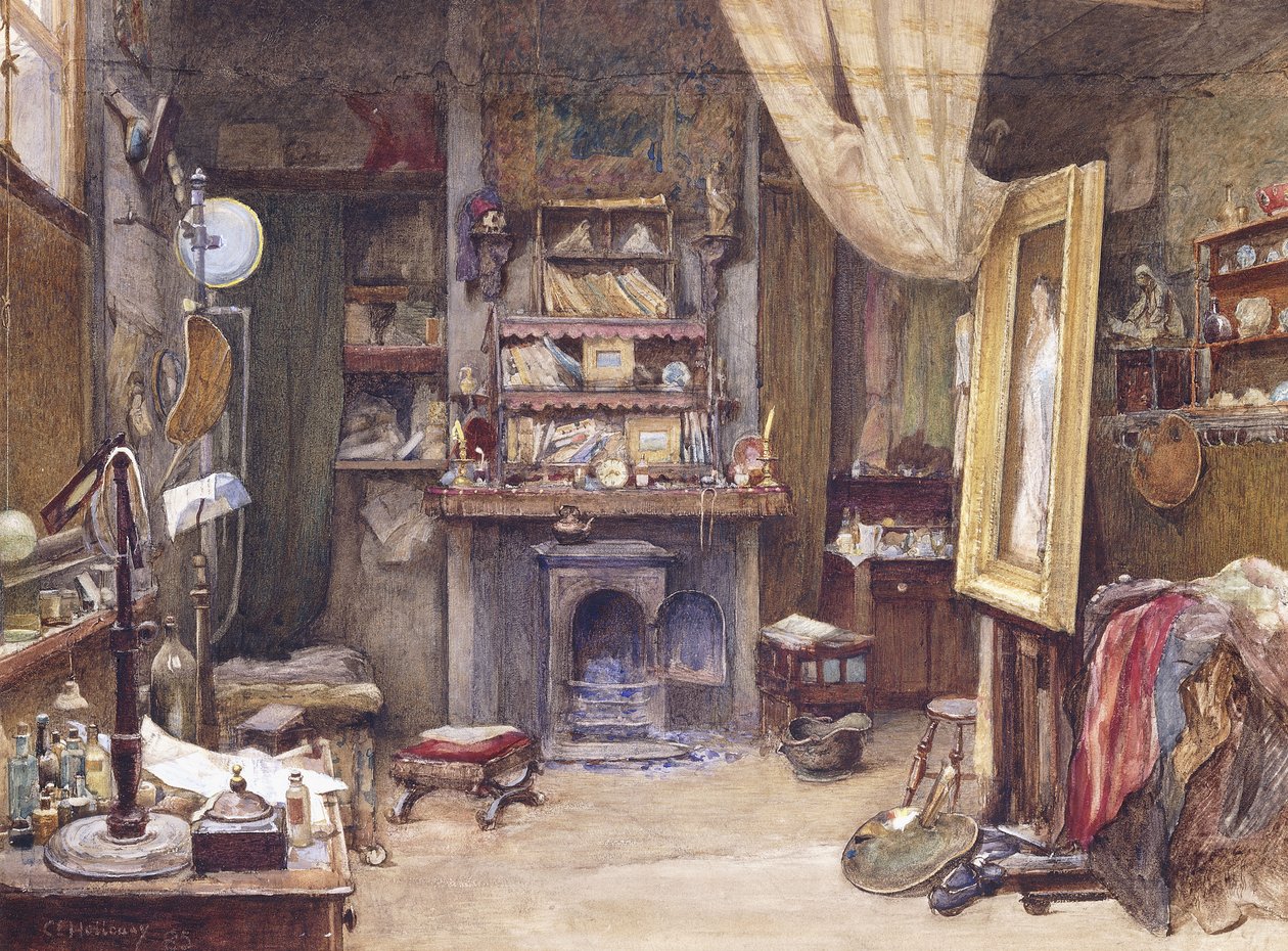 Het atelier van de kunstenaar, 1885 door Charles Edward Holloway