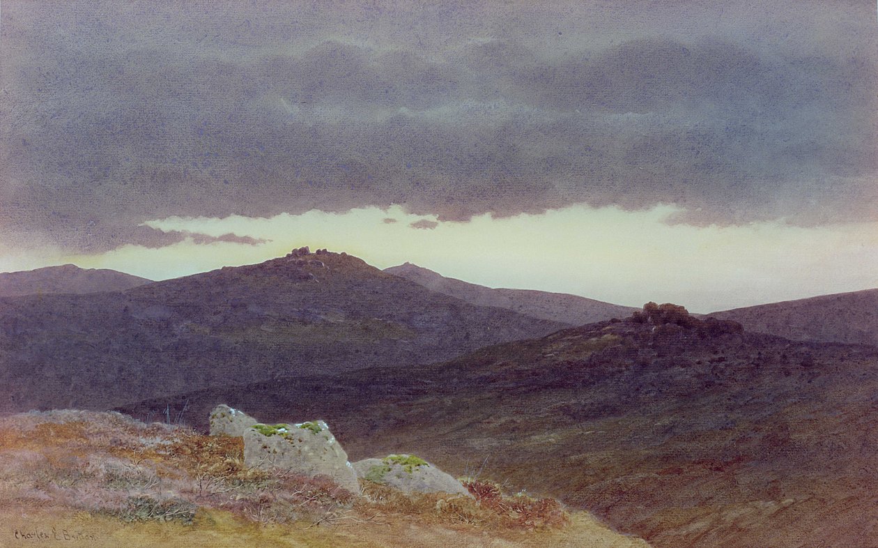 Schemering over Dartmoor door Charles Edward Jr. Brittan