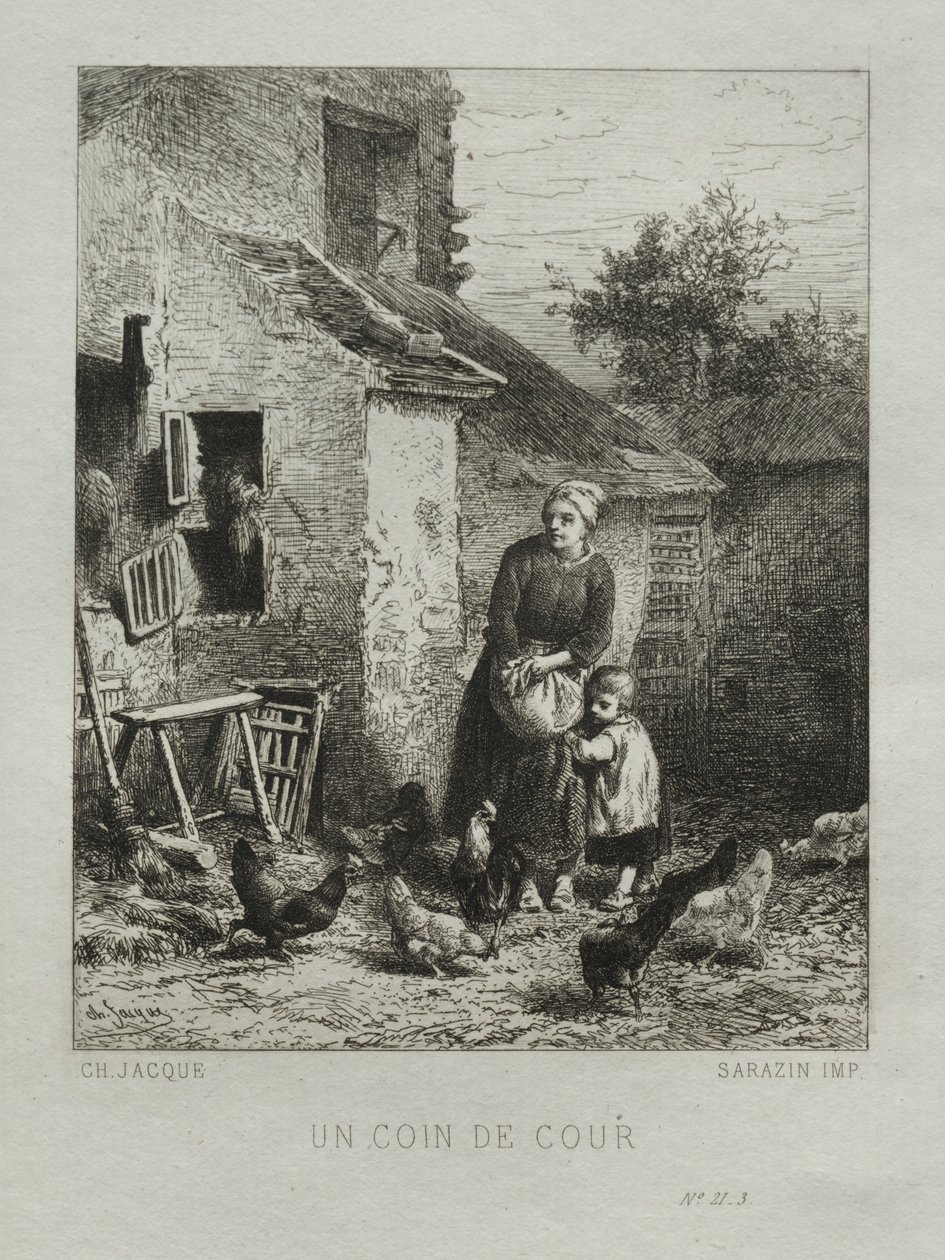 Een hoek van de tuin door Charles Emile Jacque