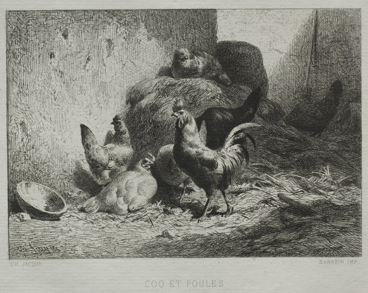 Haan en Hennen door Charles Emile Jacque