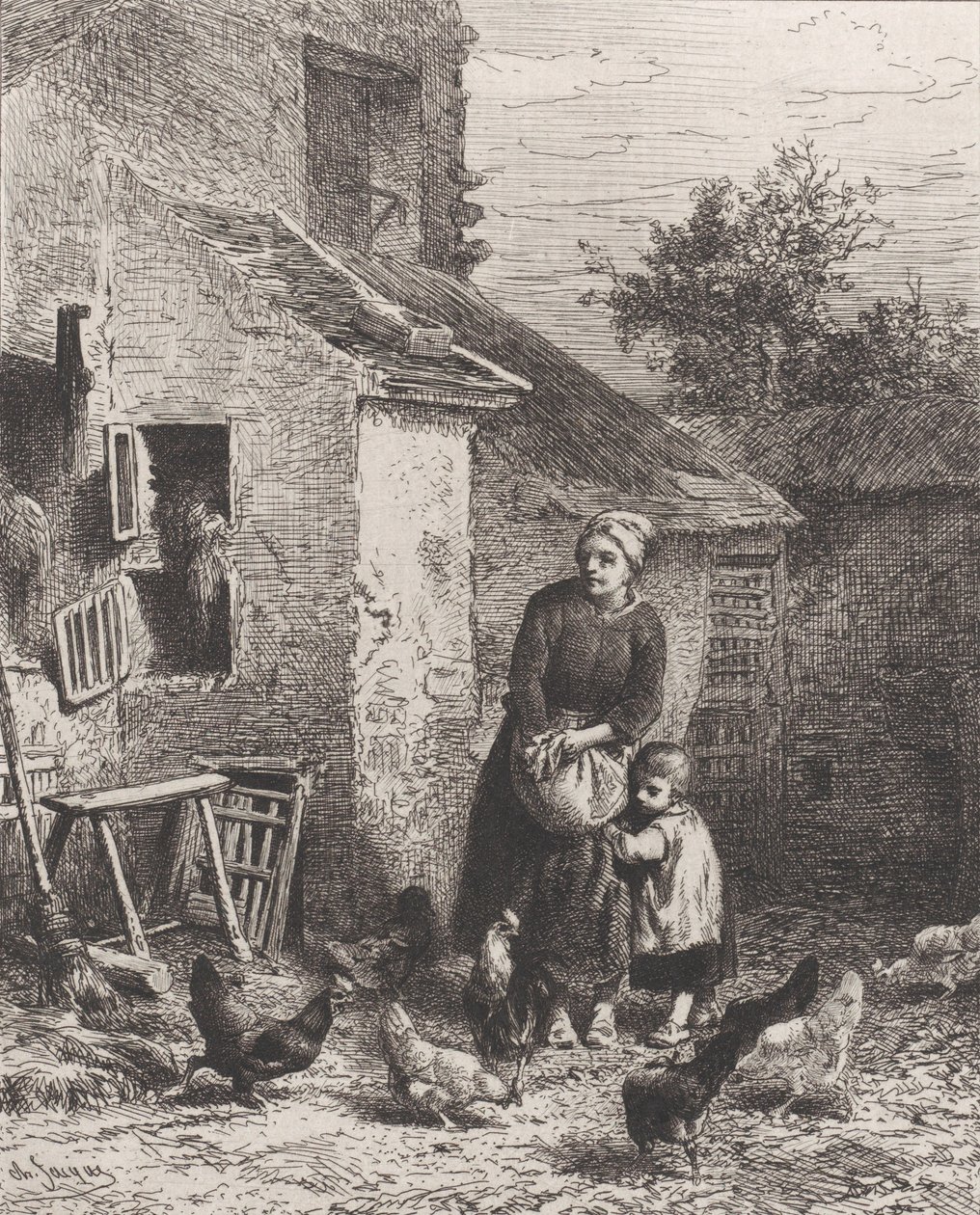Hoek van de binnenplaats, 1864 door Charles Emile Jacque