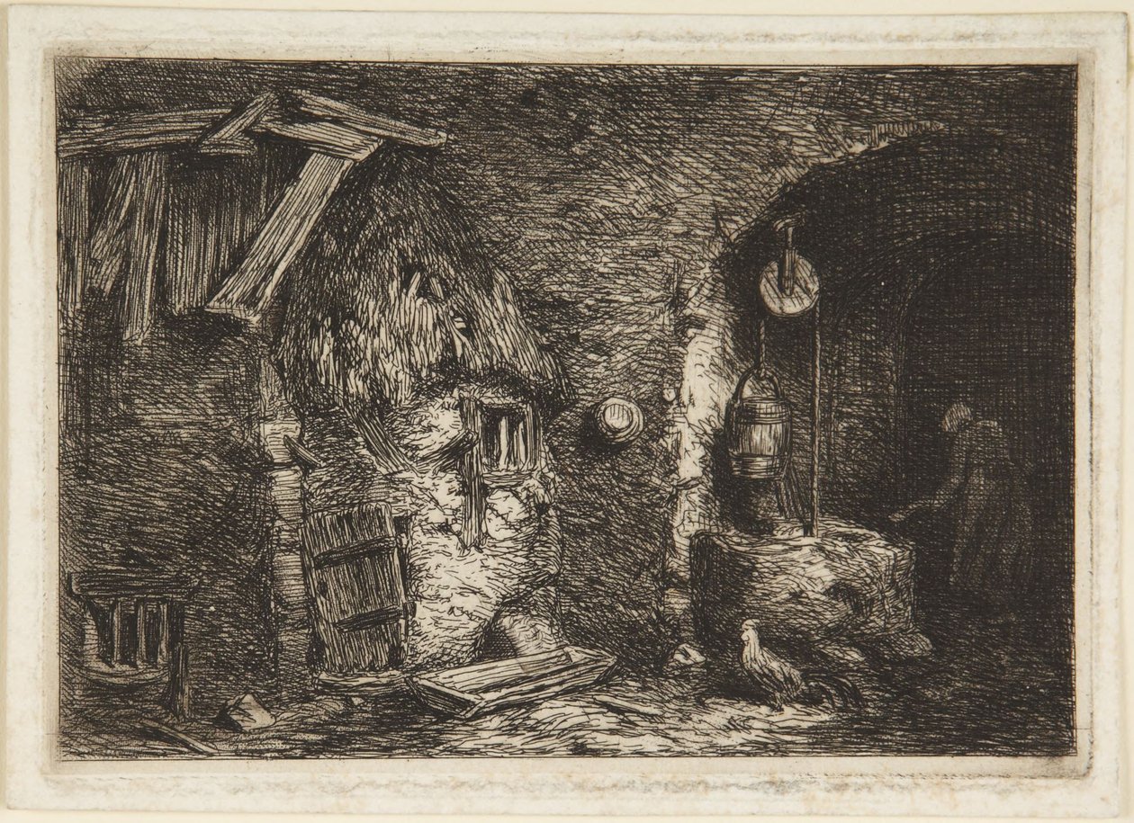 Interieur van een cottage door Charles Emile Jacque