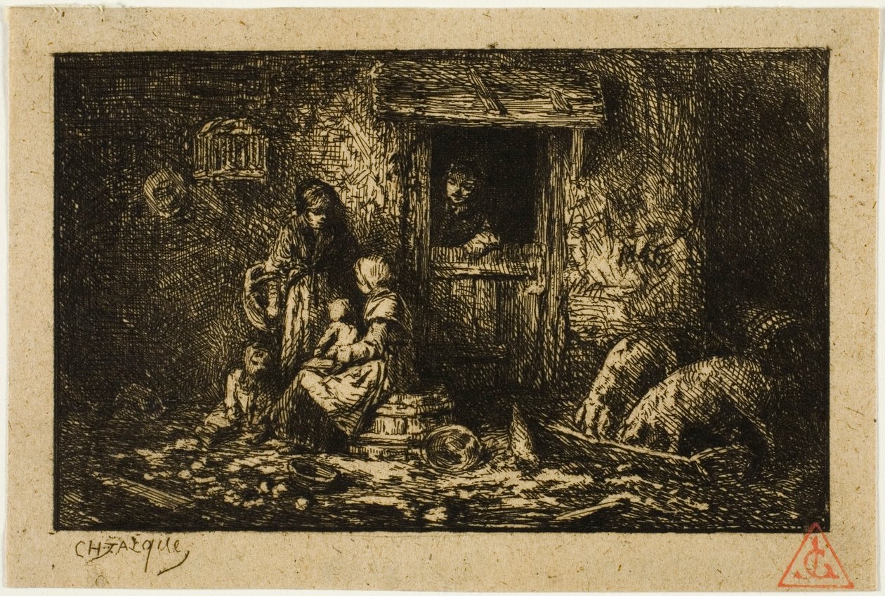 Deur van een Boerderij door Charles Emile Jacque